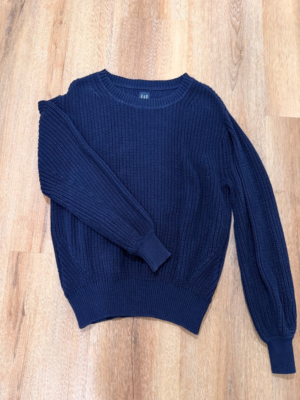 Gap Navy Blue Chunky Ribbed Shaker Stitch Crewneck Sweater in Navy-Small - Picture 3 of 3